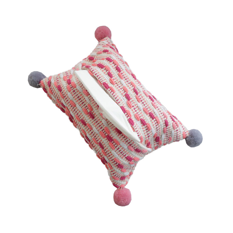 Nordic ins style jacquard color fur ball tissue box dopamine tissue paper box tissue bag tissue bag factory outlet