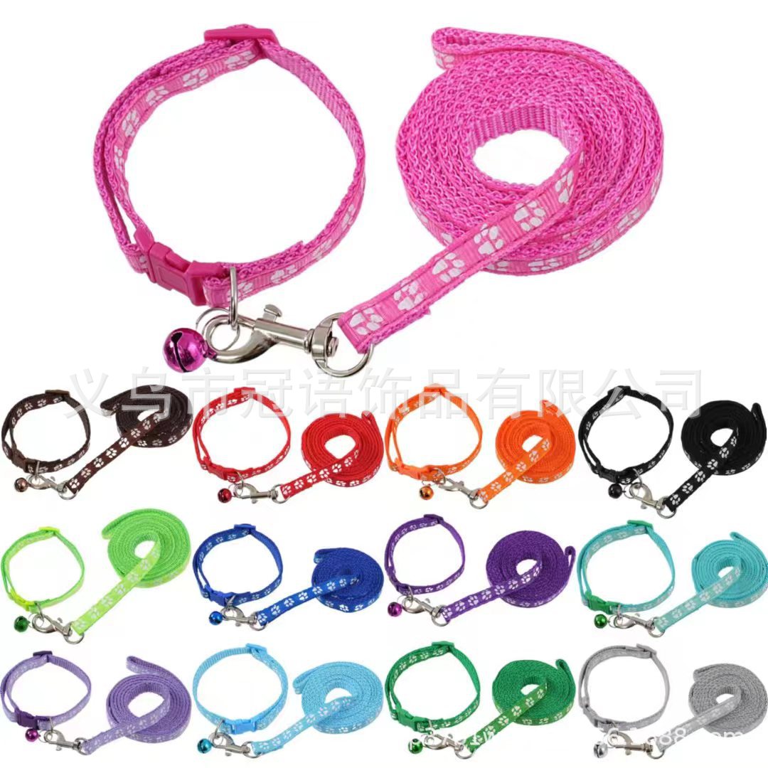 Dog Claw Print Leash Footprint Leash Collar suit Cartoon Pet Collar Cat Leash Collar