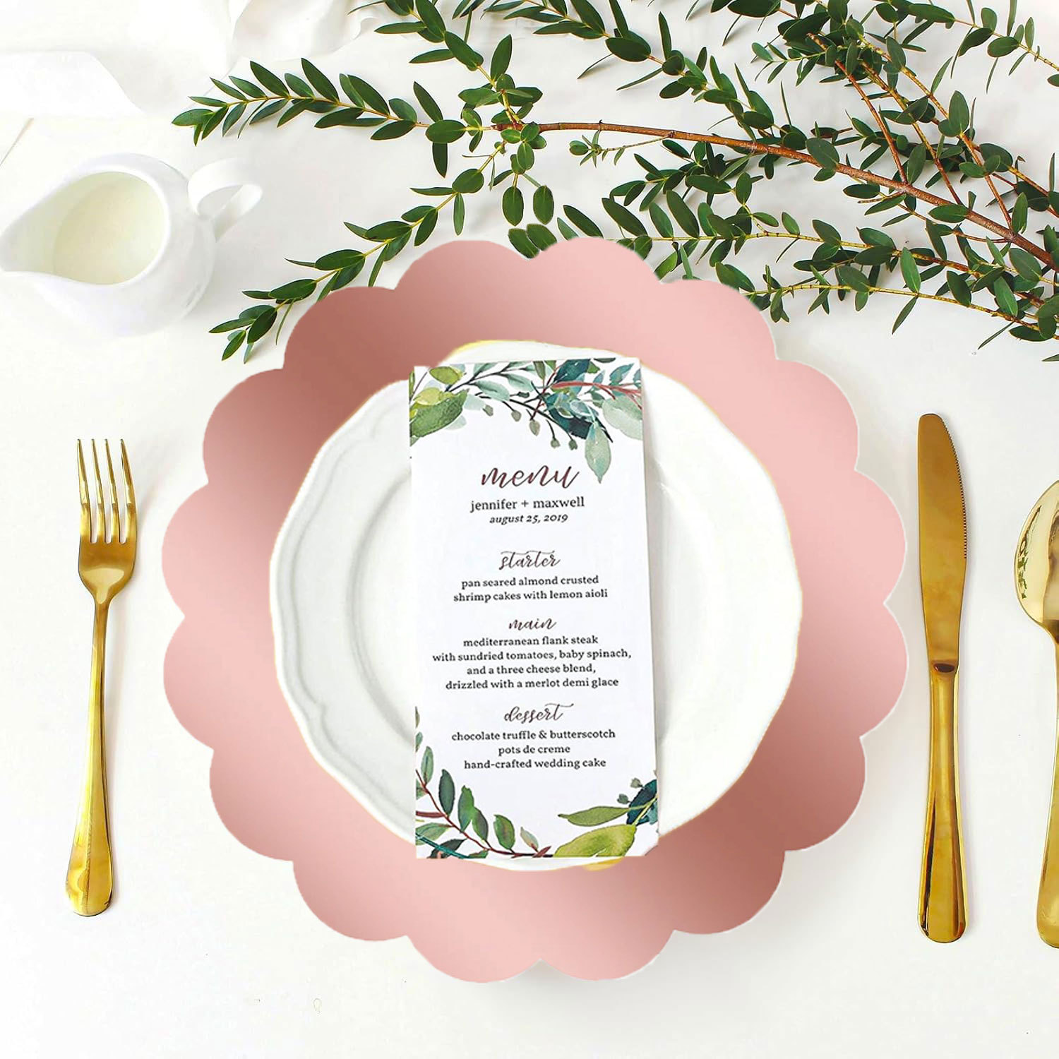 Amazon Cross-Border Rose Gold Disposable Fan-Shaped Paper Placemats for Weddings and Dinners, Family Party Table Decorations