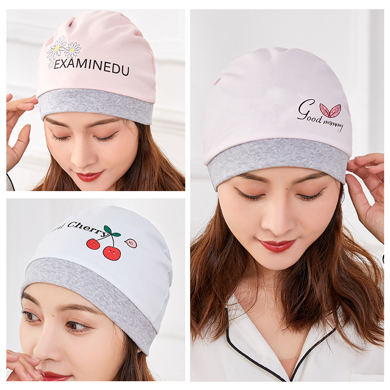 Новая шапка для беременных на четыре сезона, хлопковый дышащий шарф с серой отделкой, модная шапка для сна