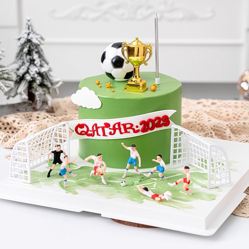 Plastic Trophy Children's Soccer Team Set Cake Decoration Ornaments Car-Mounted Boy Gift World Cup Plug-In Wholesale