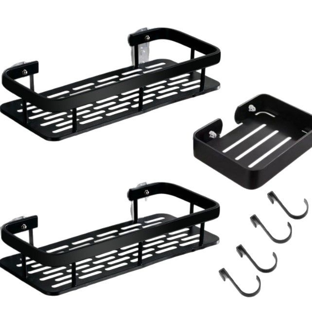 No-Drill Space Aluminum Storage Rack for Toilet Bathroom Storage Rack Wall-Mounted Bathroom Corner Rack