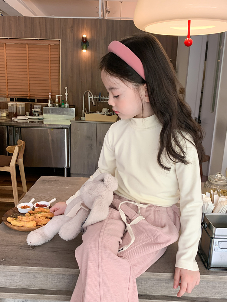 Aimobeibei Boys and Girls Korean Style Versatile Skin-Friendly Non-Irritating High-Elasticity Warm Wool Stretchy Mid-Collar Base Layer Shirt