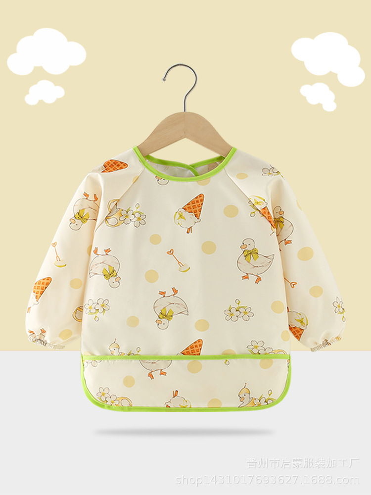 Overalls Baby's Food Bib Waterproof and Oil-proof for Boys and Girls Autumn and Winter Reverse Dressing Children's Long Sleeve Apron Baby's Food Pocket