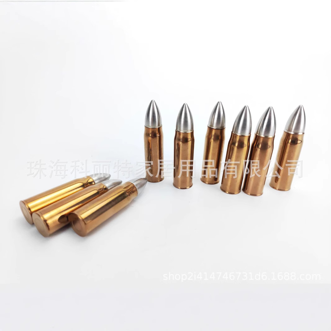 Прямые продажи с фабрики ледяные кубики в форме пули двухцветные золотые и серебряные из нержавеющей стали для охлаждения красного вина и виски