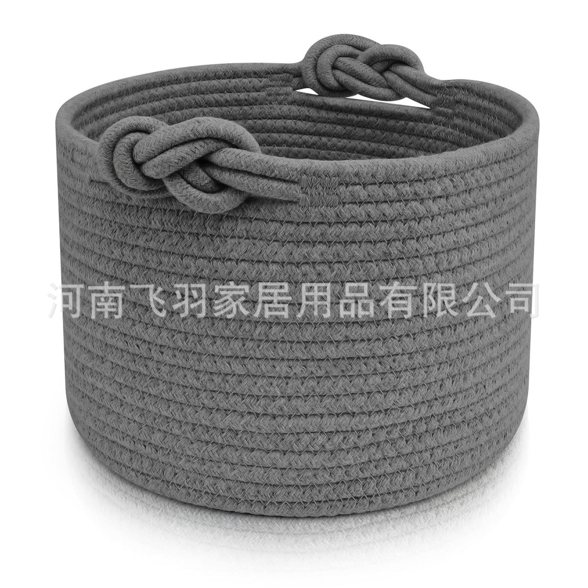 Source manufacturers professional Amazon supply round cotton rope flower pot toy with handle storage basket decorative basket
