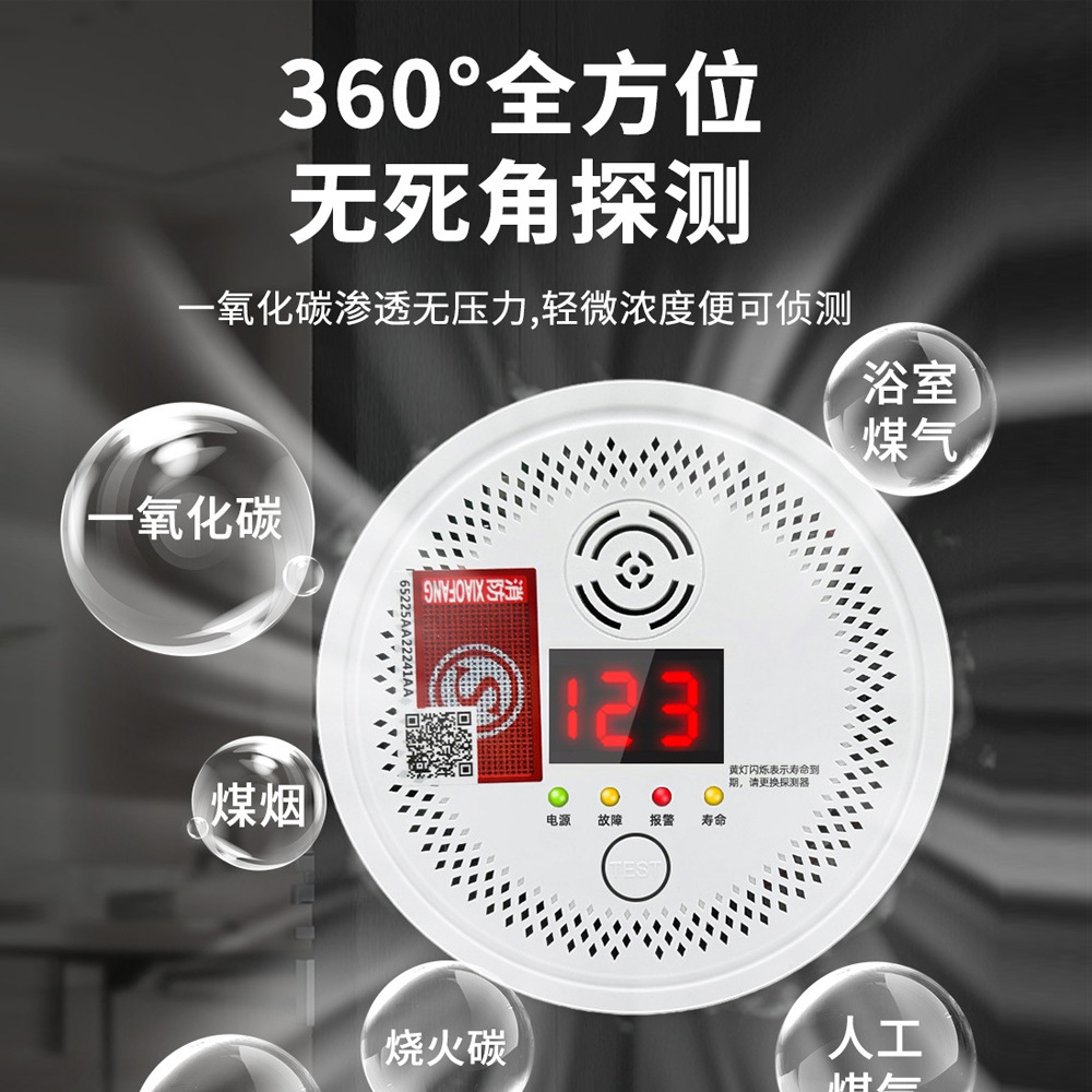 Household Carbon Monoxide Alarm Indoor Gas Detection Honeycomb Coal Heating Anti-Co Leakage Poisoning Detection Wholesale