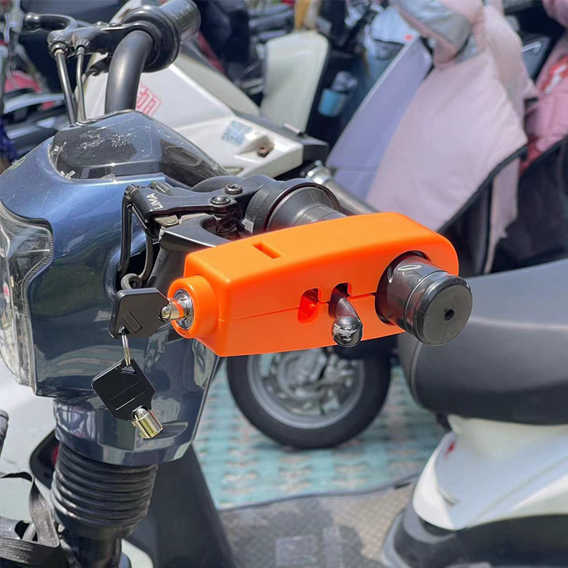 Universal Motorcycle Lock, Throttle Lock, Scooter Anti-Theft Horn Lock, Electric Vehicle Brake Lock, Portable Three-Hole Handlebar Lock
