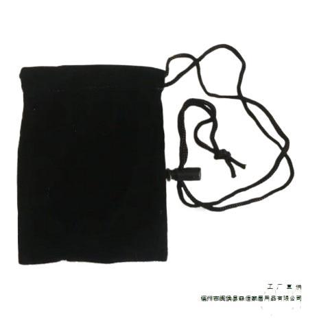 Black Velvet Bag with Hanging Rope for Hanging Around the Neck, Square-Shaped, 10.5cm cm Long