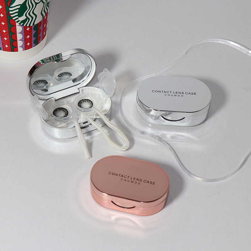 Glossy solid color contact lens couple box contact lens care box double box plastic contact lens storage box printable pattern