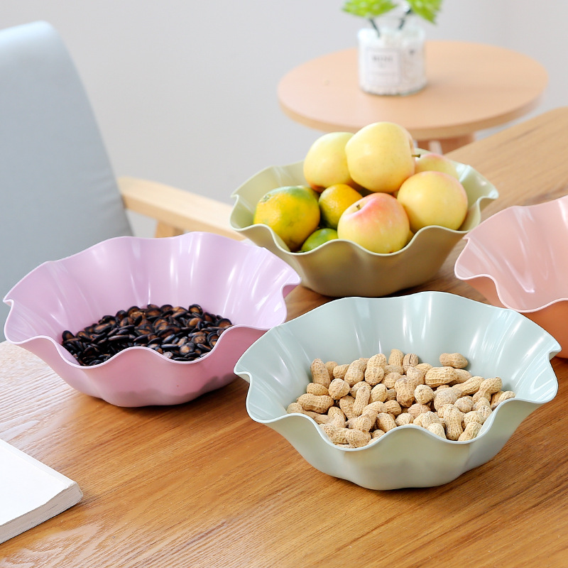Lotus Leaf Fruit Plate Home Living Room European Plastic Candy Plate Office Desktop Snack Fruit Dried Fruit Plate Melon Seed Plate
