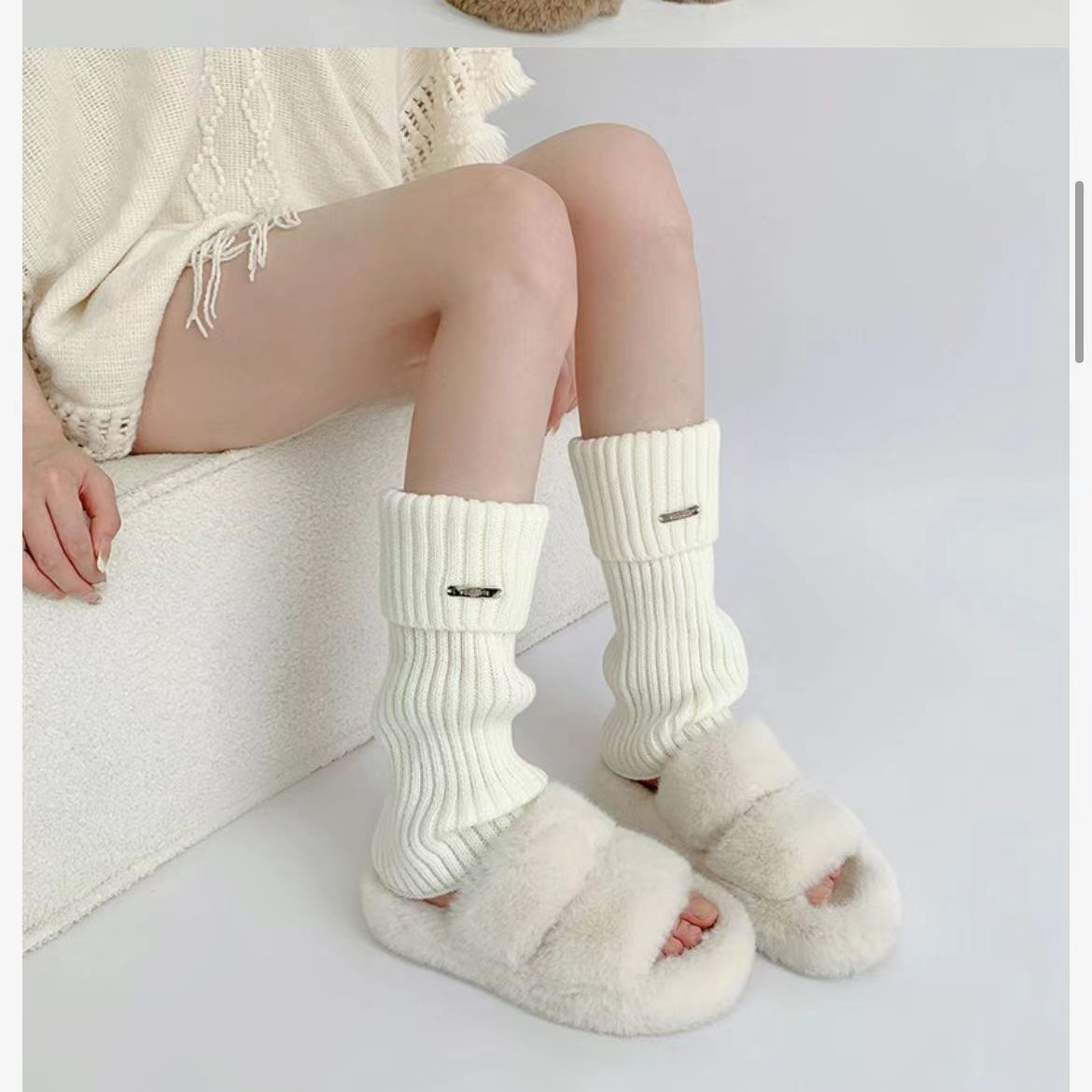 Autumn and Winter Y2K Subculture Metal Label Spice Girl Knitted Leg Socks Jk Pile Socks Women's Mid-tube Socks Warm