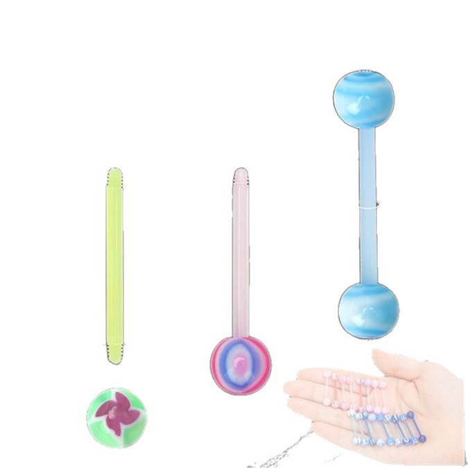 Cross-border Amazon AliExpress ebay hot acrylic tongue nail anti-allergy stainless steel tongue nail multi-color mixed hair