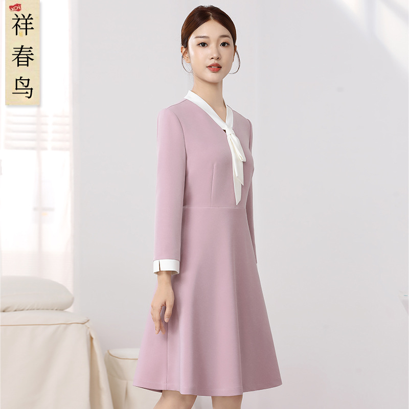 Xiangchunniao Classy Medical Beauty Nurse Uniform Dress Women's Autumn and Winter Hospital Dental Pharmacy Front Desk Reception Work Clothes