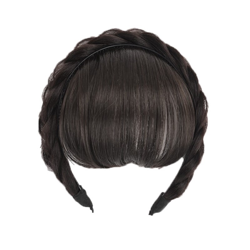 Air Bangs Wig for Women, Fishbone Braid Wig, Hairband Bangs, Natural Forehead Wig Piece, Invisible Traceless Fake Bangs