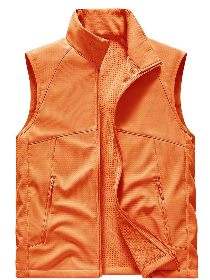 2025 New Autumn and Winter Lightweight Vest Waterproof and Windproof Soft Shell Pure Color Stand Collar Men's and Women's Running Sports Vest