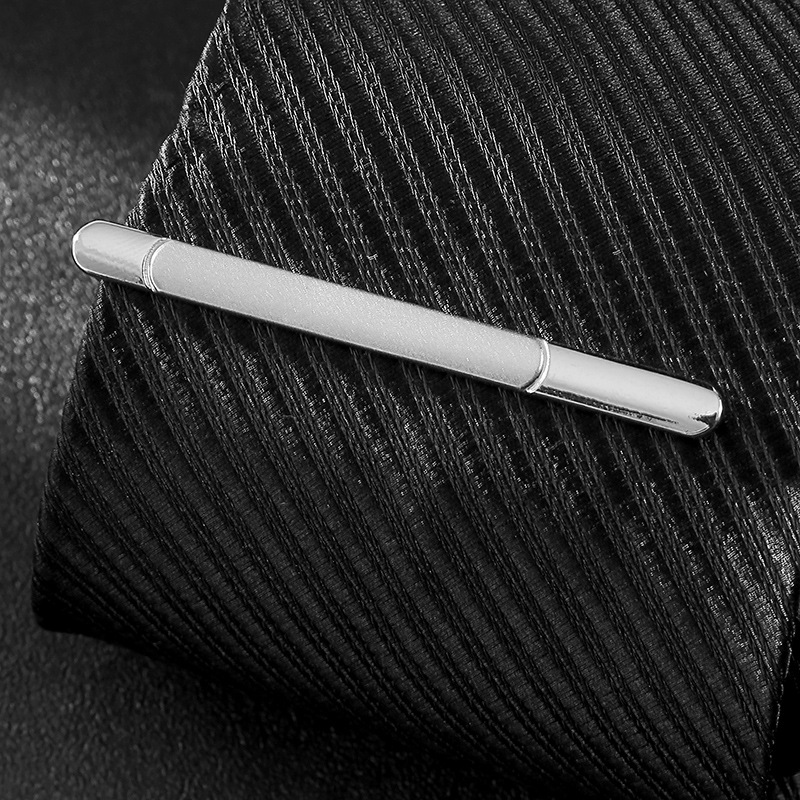Metal tie clip men's suit personality simple frosted pattern business elegant diamond tie clip cross-border
