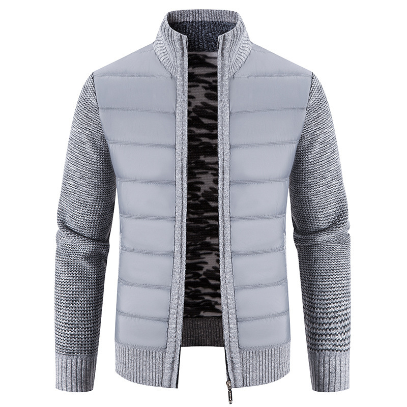 Cross-border foreign trade new fleece-lined thickened men's knitted cardigan Korean style trendy loose sweater cardigan coat
