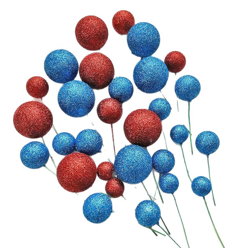 Factory Direct Sales Internet Celebrity Cake Decoration Gold Ball Silver Ball Glitter Ball Ornament Plug-In Birthday Party Dessert Table