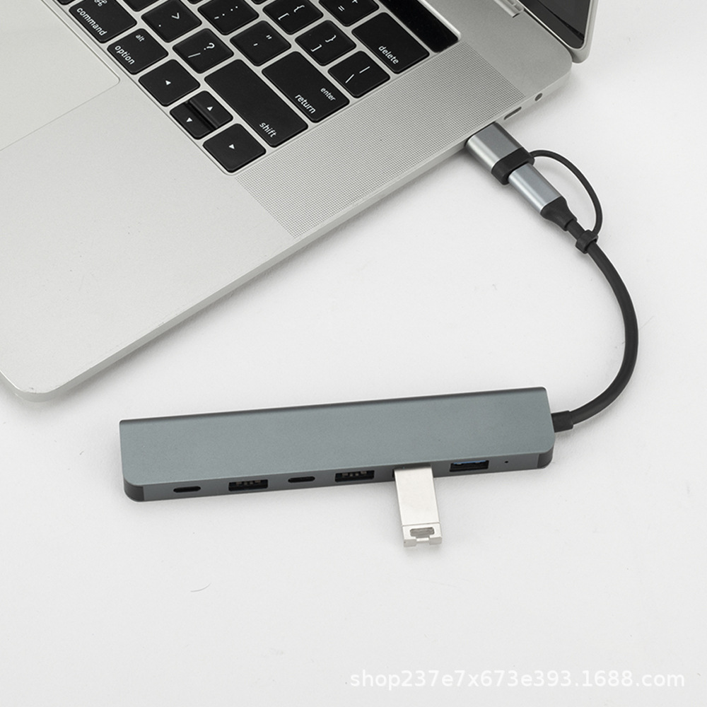 Suitable for Laptop Type-C One to Seven USB Docking Station Double-Ended Seven-In-One Usbhub3.0 Docking Station