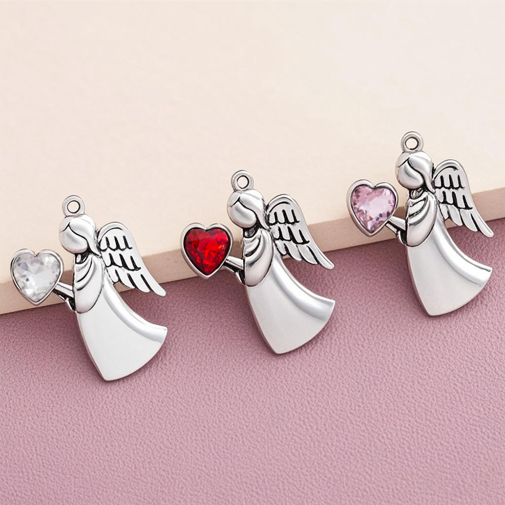 Cross-border New Elf Angel Love Rhinestone Silver-plated Alloy Pendant Pendant Light Luxury High-end Clavicle Chain Accessories