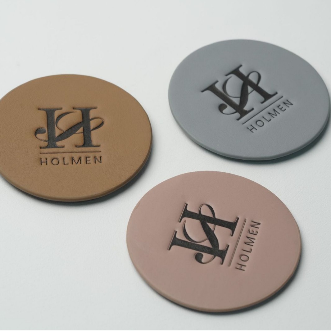 Factory direct Nordic style round PU coaster leather heat insulation placemat square coffee coaster production