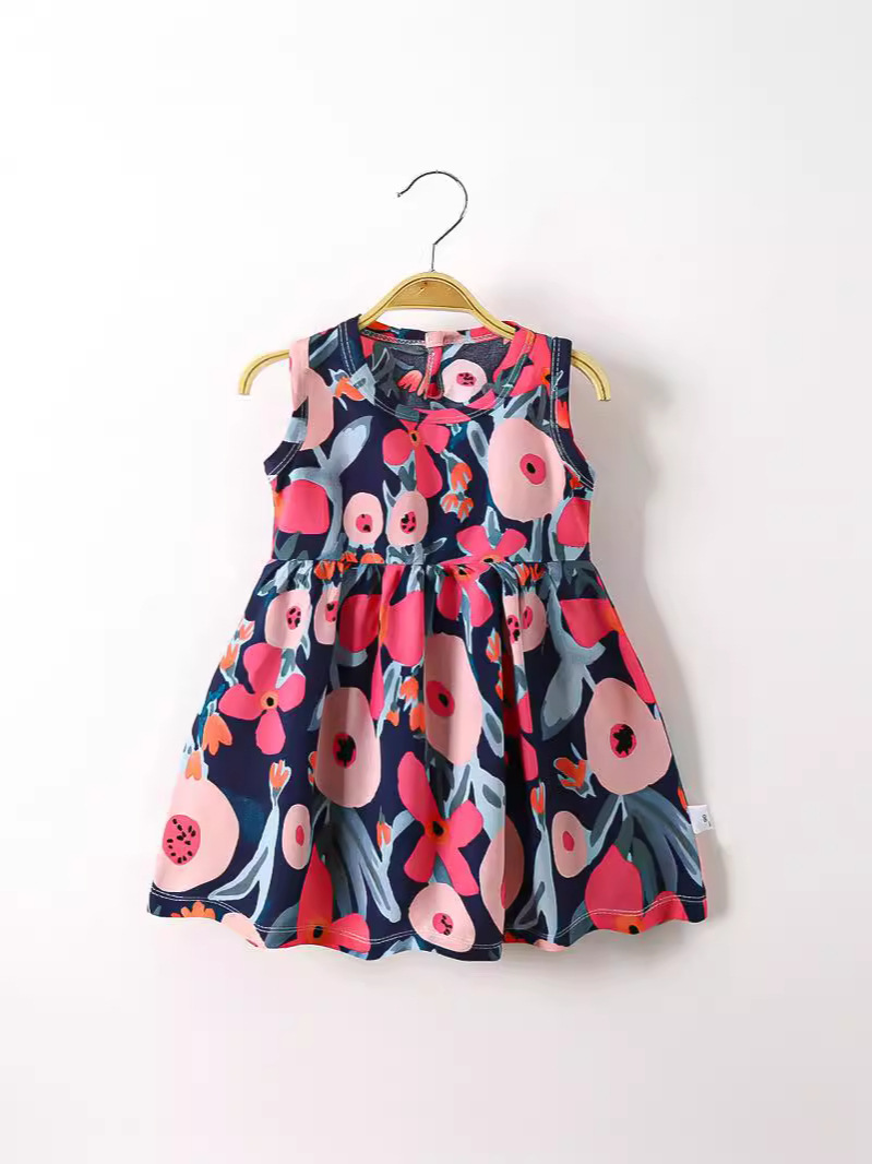 Children's Wear Baby Princess Dress Girls' dress Children's Summer Dress 2024 New Children's Skirt Artificial Cotton Cotton Silk