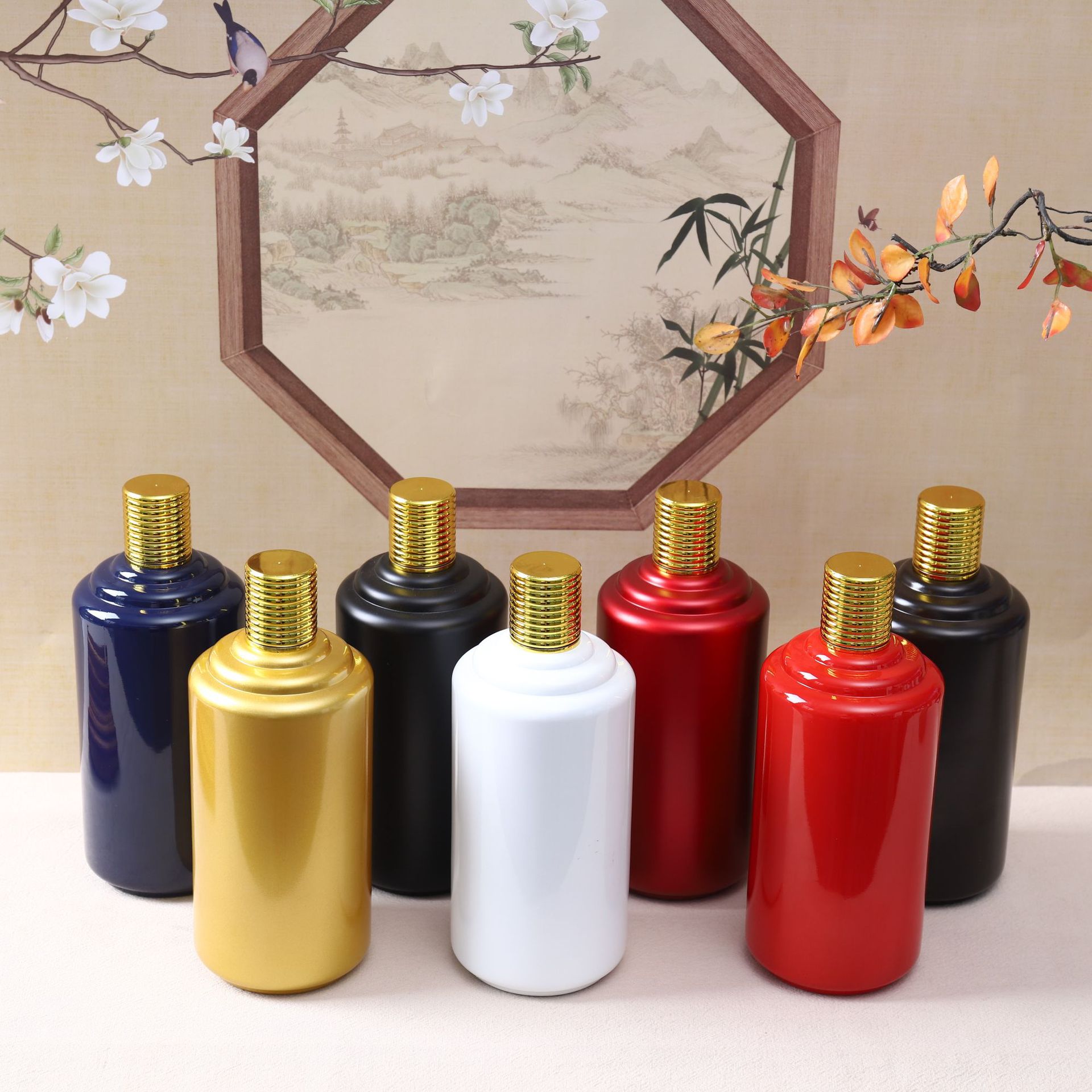 Оптовая продажа пустой бутылки для вина 500 мл, стеклянная бутылка для вина, имитация керамической бутылки из Маотай, полный комплект