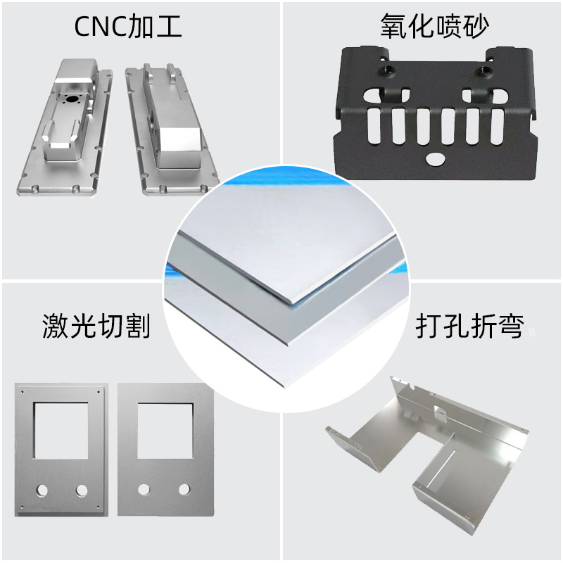 Обработка алюминиевых пластин 3003/5052/6061/6063/7075, лазерная резка, сверление, нарезка резьбы, пескоструйная обработка и окисление