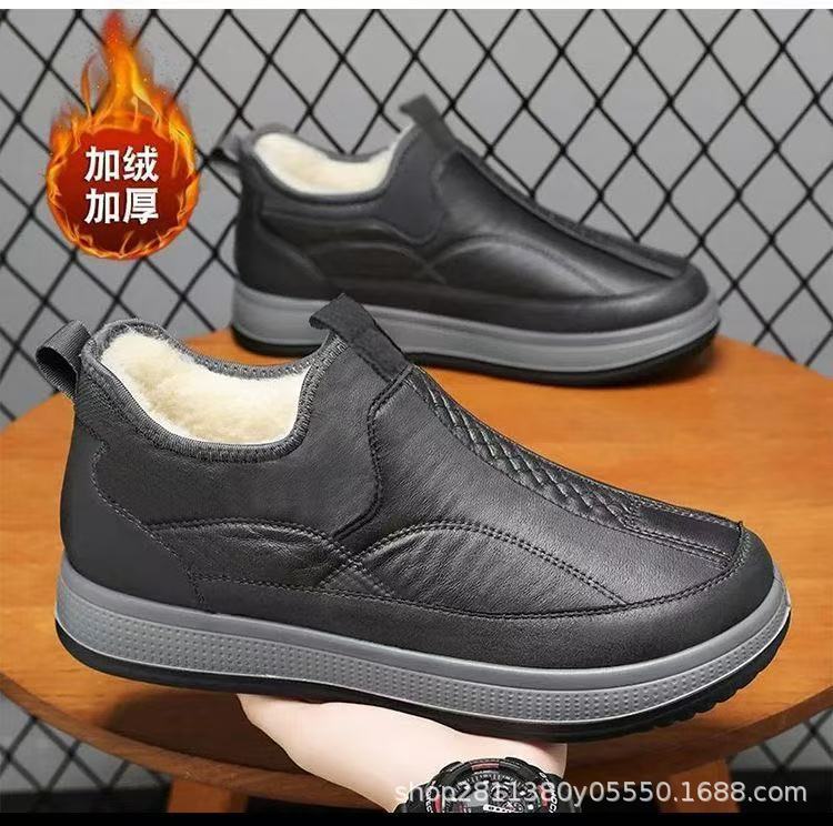Winter Men's Shoes Old Beijing Cloth Shoes Non-slip fleece-lined Thickened Warm Men's Middle-aged and Elderly Dad Cotton Shoes Snow Boots