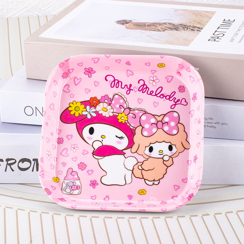 Square Small Bone Dish Imitation Porcelain Dried Fruit Plate Dining Table Garbage Plate Snack Melon Seeds Fish Bone Plate Cartoon Household Spit Bone Plate