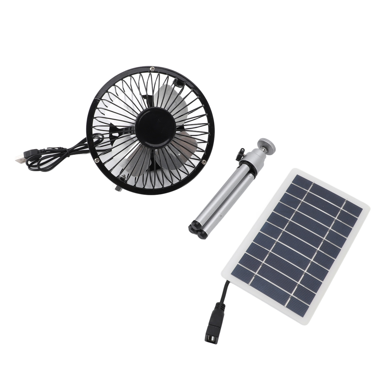 Single crystal solar panel camping telescopic folding bracket fan USB4 inch suit 10W5V portable cool and ventilated