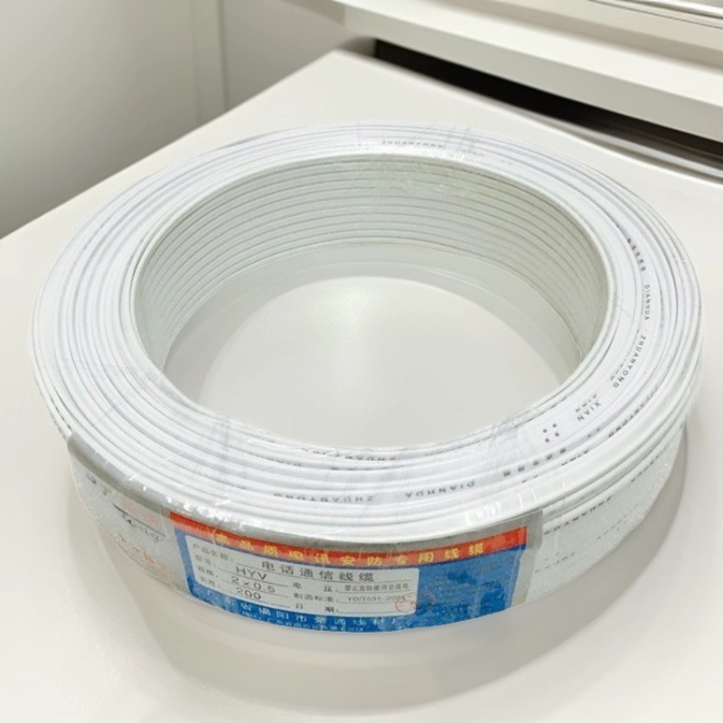 Factory Wholesale RJ11 Line 2 Core Flat Telephone Line Two Core Flat Telephone Line 100m Telephone Line White