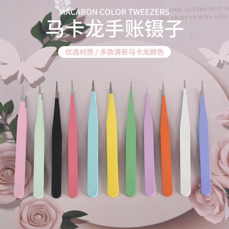 Stainless Steel Metal Colorful Clip Hand Account Clip Tape Sticker Hand Account Retro Style Straight Clip Curved Clip Cartoon Card Card Holder