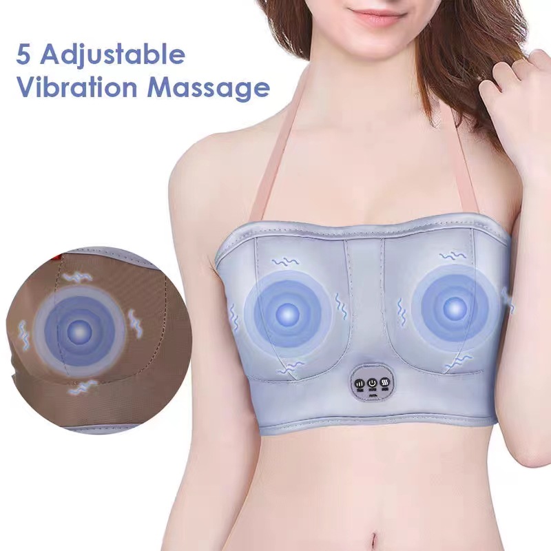 Cross-Border Amazon English Electric Massage Bra Hot Compress Vibrating Chest Massager Home Wireless Massager