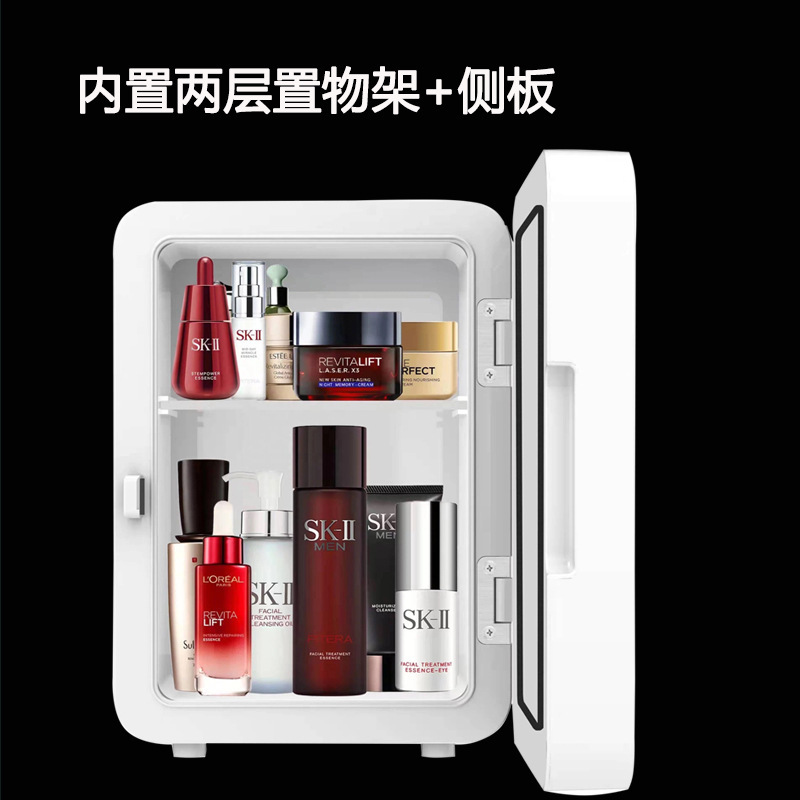 New 4L Led Mirror Small Refrigerator Mini Small Refrigerated Breast Milk Cosmetics Beauty Refrigerator Car Refrigerator