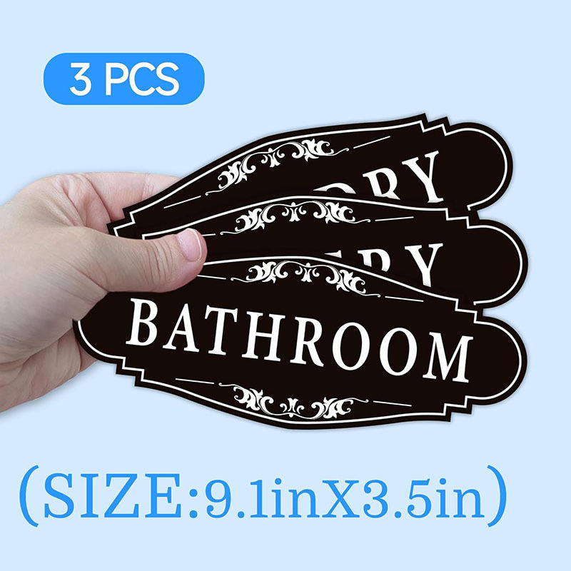 Bathroom Laundry Room Food Storage Room Door Logo Sticker Self Adhesive Weatherproof Vinyl Bathroom Door Decal Decoration