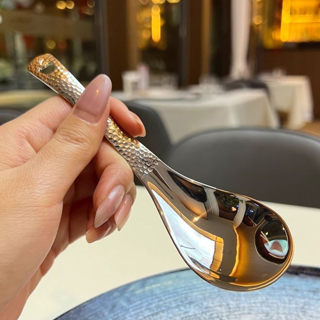 New Style Hammer Spoon Stainless Steel Household Spoon Commercial Spoon Dining Spoon High Color Value Vintage Spoon Dessert Spoon