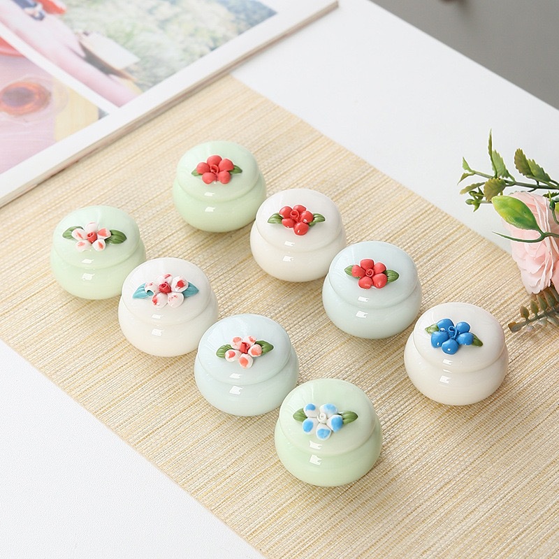 10г новый стиль маленький свежий ручной цветочный бальзам керамическая банка креативная мини антикварная банка для румян герметичная банка для губной помады