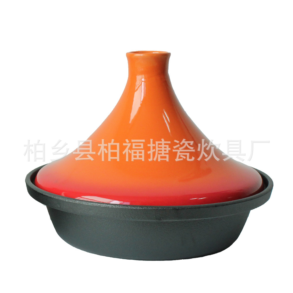 Cast Iron Tagine Pot Cast Iron Clay Pot Rice Pot Vegetable Oil Uncoated Stew Pot Moroccan Style Micro-Pressure Cast Iron Pot