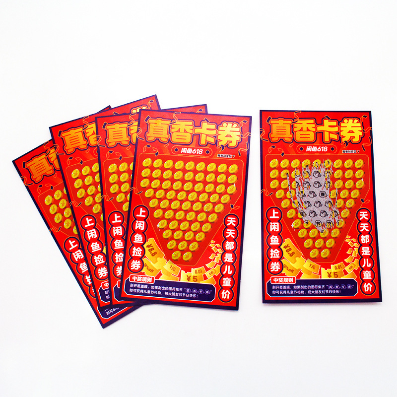 Scratch-Off Lottery Card Printing and Custom-Made Coated Lottery Card Foreign Anti-Counterfeiting Lottery Scratch-Off Prize Card Customization