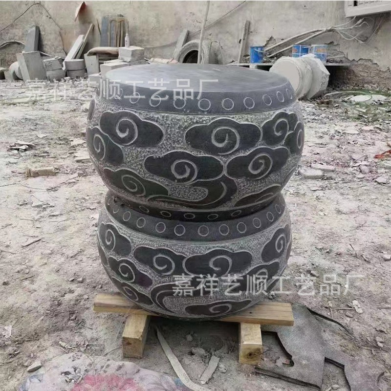 石雕青石柱顶石 底座石墩子 垫基石石墩柱皮圆墩空心石柱础柱墩石