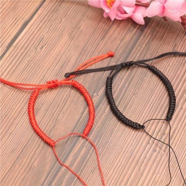 Benmingnian Red Rope Hand-woven Diamond Knot Transfer DIY Hand Rope Beaded Ping An Buckle Semi-finished Rope Bracelet