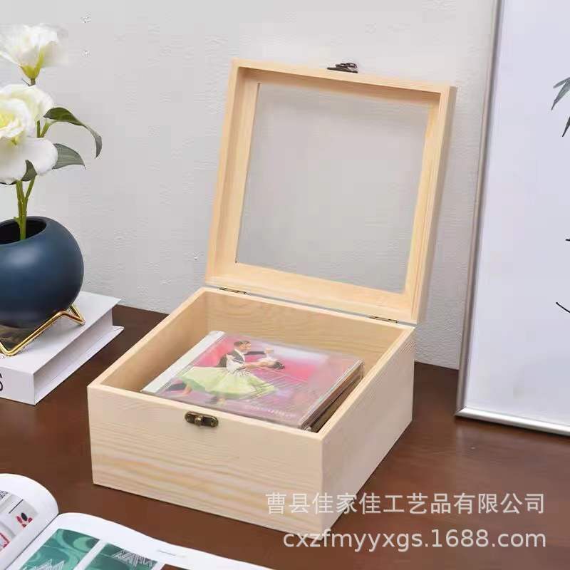 Display Wooden Box with Lock Transparent Storage Box Jewelry Companion Gift Box Rectangular Collection Badge Small Wooden Box