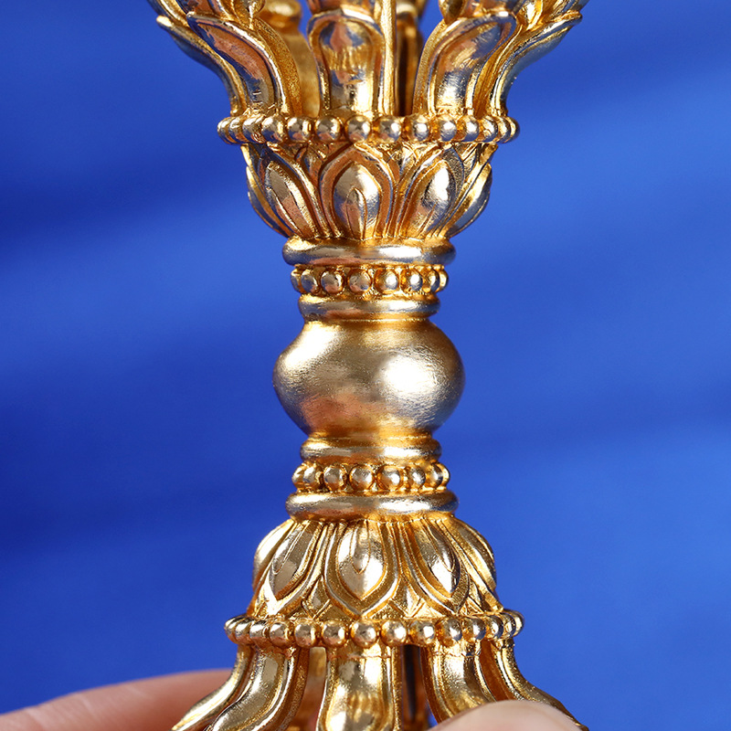 Nepal Handicraft Brass Thickened Nine-strand Vajra Pestle Instrument Carving Lotus Xizang-style Demon-lowering Pestle Ornaments