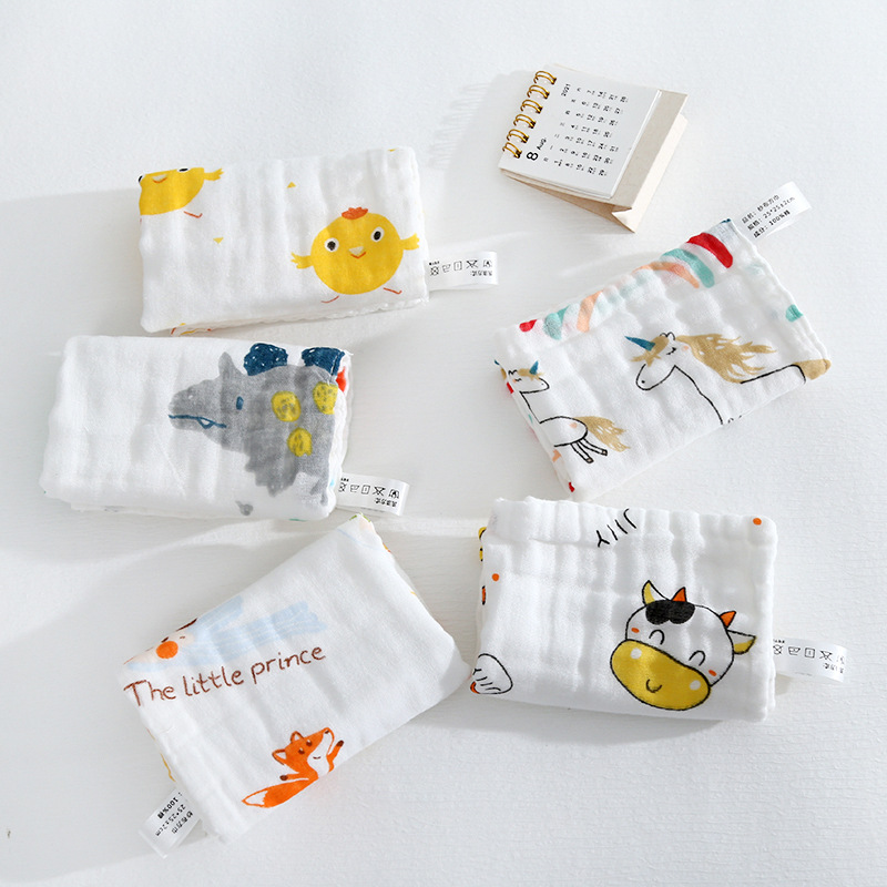 Cotton small square six-layer high density gauze towel newborn baby saliva towel baby wash face towel wholesale