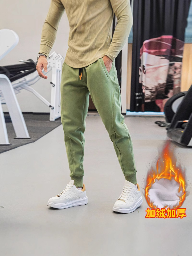 Autumn and Winter fleece-lined Thickened Sports Pants Men's Running Fitness Daily Casual Pants Training plus size Pants Warm Sweatpants