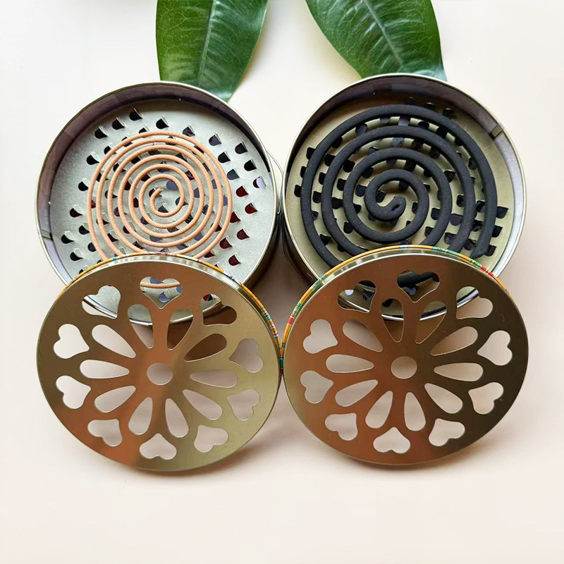 Heightened and Thickeneded Satchel Heart Mosquito Coil Box Household Commercial Mosquito Coil Sandalwood Gray Rack Fireproof Metal Tray