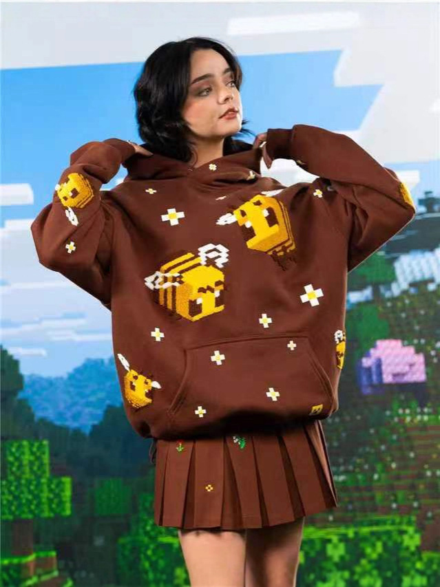 High Street Trendy Men's and Women's Printed Heavy-Duty Towel Embroidered Couple Sweatshirts