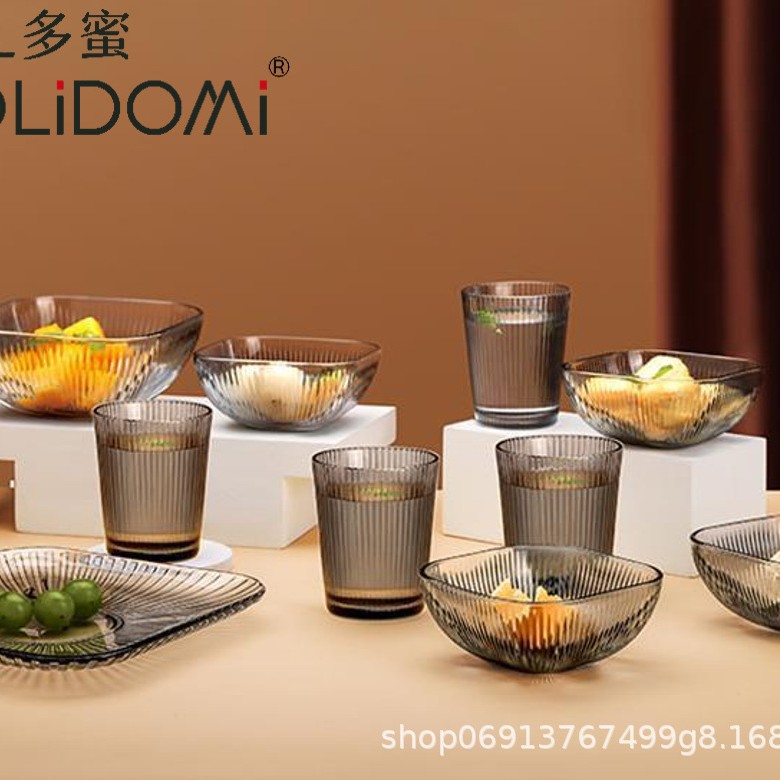 Стеклянный набор Bolitomo с вертикальным узором, домашний стакан для воды, десертная чаша, обеденная тарелка, сувенирный подарок на мероприятие